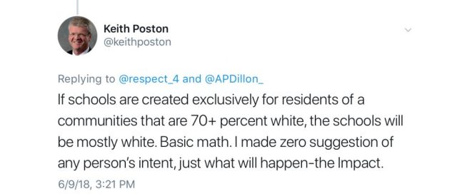 Keith Poston - Zero suggestion of intent - White residents
